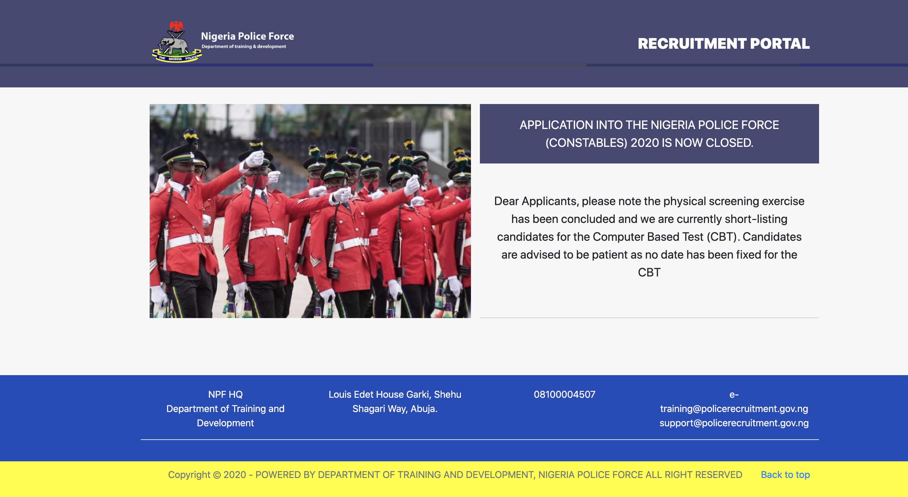 Nigeria Police shortlist candidates 2022